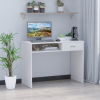 Modern Computer w/ Shelf Drawer Standing Writing Station White - Image 2