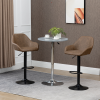 Set of 2, Swivel Barstools Footrest Backrest, PU Leather and Steel Brown - Image 2