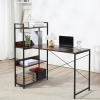 Retro Industrial Computer Desk with 4-Tier Storage Shelf Metal Frame , Brown - Image 2