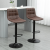 Set of 2, Adjustable Stools Swivel and Footrest for Home Pub Area, Brown - Image 2