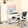 Computer Desk with 4 Moving Wheels Sliding Keyboard Tray White - Image 2