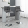 Set of 2, Adjustable Breakfast Dining Stools Swivel and Footrest, Grey - Image 2