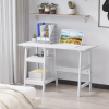 Computer Desk with Storage with Bookshelf PC Table Workstation White - Image 2