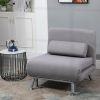 Linen Upholstered Elevated Single Sofa Bed Grey - Image 2