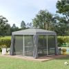 3 x 3m Gazebo Canopy 2 Tier Roof, Mosquito Net, Aluminum, Dark Grey - Image 2