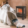 1800W Tempered Glass Electric Fireplace Heater Black - Image 2