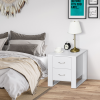 Particle Board 2-Drawer Bedside Table White - Image 2