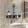 kleankin Bathroom Mirror Cabinet, Wall Mounted 3 Doors and Cupboards, Grey - Image 2