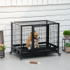 Dog Cage Pet Metal Heavy Duty with Wheels and Crate Tray for Kennel Black M L - Image 2