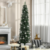 6.5FT Artificial Snow Dipped Christmas Tree Pencil Foldable Black Stand Green - Image 2
