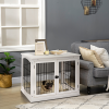 Wooden Dog Crate End Table Pet Puppy Cage w/Metal Wire for Small Dog White - Image 2