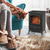 Electric Fire Place 1850W Heater Wood Burning Effect Flame Portable Black - Image 2