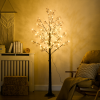 HOMCOM 6ft Artificial Tree with Warm White LED Lights, Baby Breath Flowers - Image 2