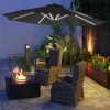 Outsunny 3(m) Solar LED Cantilever Parasol Adjustable Garden Umbrella Dark Grey - Image 2