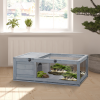 Tortoise House with Mesh Roof, Small Pet Reptile Wooden House, Grey - Image 2