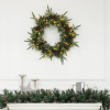 HOMCOM 60cm Christmas Wreath with LED Lights Pine Cones Red Berries Green - Image 2