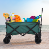 Outsunny Outdoor Cart Folding Cargo Wagon Trailer Beach w/ Telescopic Handle - Image 2