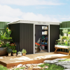 Outsunny 9 x 4FT Outdoor Garden Storage Shed w/ 2 Door Galvanised Metal Grey - Image 2