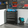 5-Drawer Lockable Steel Tool Storage Cabinet w/ Wheels Handle 2 Keys Black - Image 2