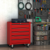 HOMCOM Tool Trolley with 5 Drawers Steel Tool Chest on Wheels with Handle Red - Image 2