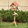 Wooden Bird Feeder Stand for Garden Pre-cut Weather Resistant 49 x 45 x 139cm - Image 2
