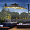3m Cantilever Parasol w/ Solar Lights Power Bank Garden Umbrella 2-Tier Roof - Image 2