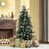 5FT Artificial SnowDipped Christmas Tree Foldable Berries White Pinecones Green - Image 2