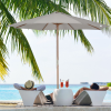 10'x8.2'H Bamboo Wooden Round Market Patio Sun Umbrella Parasol Sunshade Canopy - Image 2