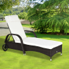 Adjustable Rattan Sun Lounger Outdoor Recliner w/ Cushion Garden Pool - Image 2