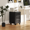 HOMCOM Modern 3-Drawer Locking File Cabinet Mobile Filing Cabinet - Image 3