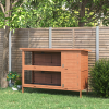 Rabbit Hutch for Two Rabbits Outdoor Guinea Pig Cage w/ Removable Trays, Orange - Image 2