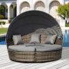 5 Pc Outdoor Plastic Rattan Wicker Round Sofa Bed Coffee Table Sectional Set - Image 2