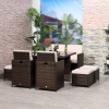 9PC Rattan Garden Furniture Set 8 Wicker Dining Chairs Footrest Table - Image 2