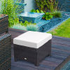 Rattan Footstool Wicker Ottoman with Padded Seat Cushion Furniture 50x50x35 cm - Image 2