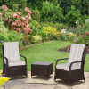 Rattan Garden Furniture 3 PCs Sofa Chair Table Bistro Set Wicker Weave - Image 2