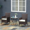3 Pcs Rattan Bistro Set: 1 x Table, 2 x Chairs - Image 2