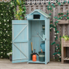 Garden Shed Vertical Utility 3 Shelves Wood Tool Storage Unit Cabinet - Image 2