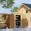 Outdoor Garden Roofed Metal Storage Shed Tool Box Ventilation & Sliding Doors - Image 2