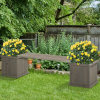 Wooden Garden Planter & Bench Combination Garden Raised Bed Patio Park Grey - Image 2