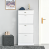 Shoe Cabinet 4 Drawers Storage with Flip Doors Shelves for 18 Pairs White - Image 2