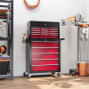 HOMCOM Rolling Tool Chest Lockable Roller Cabinet with with 14 Drawers Red - Image 2