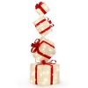 3FT Lighted Gift Box Tower, Pre-lit Stacked Present Boxes Ornament with 80 LED Warm White Lights and Stakes for Christmas Outdoor Indoor Decorations Lighted Holiday Displays - Image 2