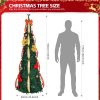 6 FT Fully Decorated Pre-lit Christmas Tree, Pop Up Artificial Xmas Tree with 80 Warm Lights Battery Operated and Red & Golden Ornaments for Home Office Store Holiday Deco - Image 3