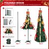 6 FT Fully Decorated Pre-lit Christmas Tree, Pop Up Artificial Xmas Tree with 80 Warm Lights Battery Operated and Red & Golden Ornaments for Home Office Store Holiday Deco - Image 5