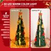 6 FT Fully Decorated Pre-lit Christmas Tree, Pop Up Artificial Xmas Tree with 80 Warm Lights Battery Operated and Red & Golden Ornaments for Home Office Store Holiday Deco - Image 7