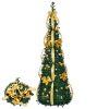 7 FT Fully Decorated Pre-lit Christmas Tree, Pop Up Artificial Xmas Tree with 100 Warm Lights Battery Operated and Golden & Silver Ornaments for Home Office Store Holiday Deco - Image 3