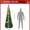 7 FT Fully Decorated Pre-lit Christmas Tree, Pop Up Artificial Xmas Tree with 100 Warm Lights Battery Operated and Golden & Silver Ornaments for Home Office Store Holiday Deco - Image 4