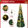 7 FT Fully Decorated Pre-lit Christmas Tree, Pop Up Artificial Xmas Tree with 100 Warm Lights Battery Operated and Golden & Silver Ornaments for Home Office Store Holiday Deco - Image 5
