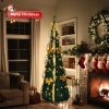 7 FT Fully Decorated Pre-lit Christmas Tree, Pop Up Artificial Xmas Tree with 100 Warm Lights Battery Operated and Golden & Silver Ornaments for Home Office Store Holiday Deco - Image 7