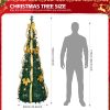 6 FT Fully Decorated Pre-lit Christmas Tree, Pop Up Artificial Xmas Tree with 80 Warm Lights Battery Operated and Golden & Silver Ornaments for Home Office Store Holiday Deco - Image 4